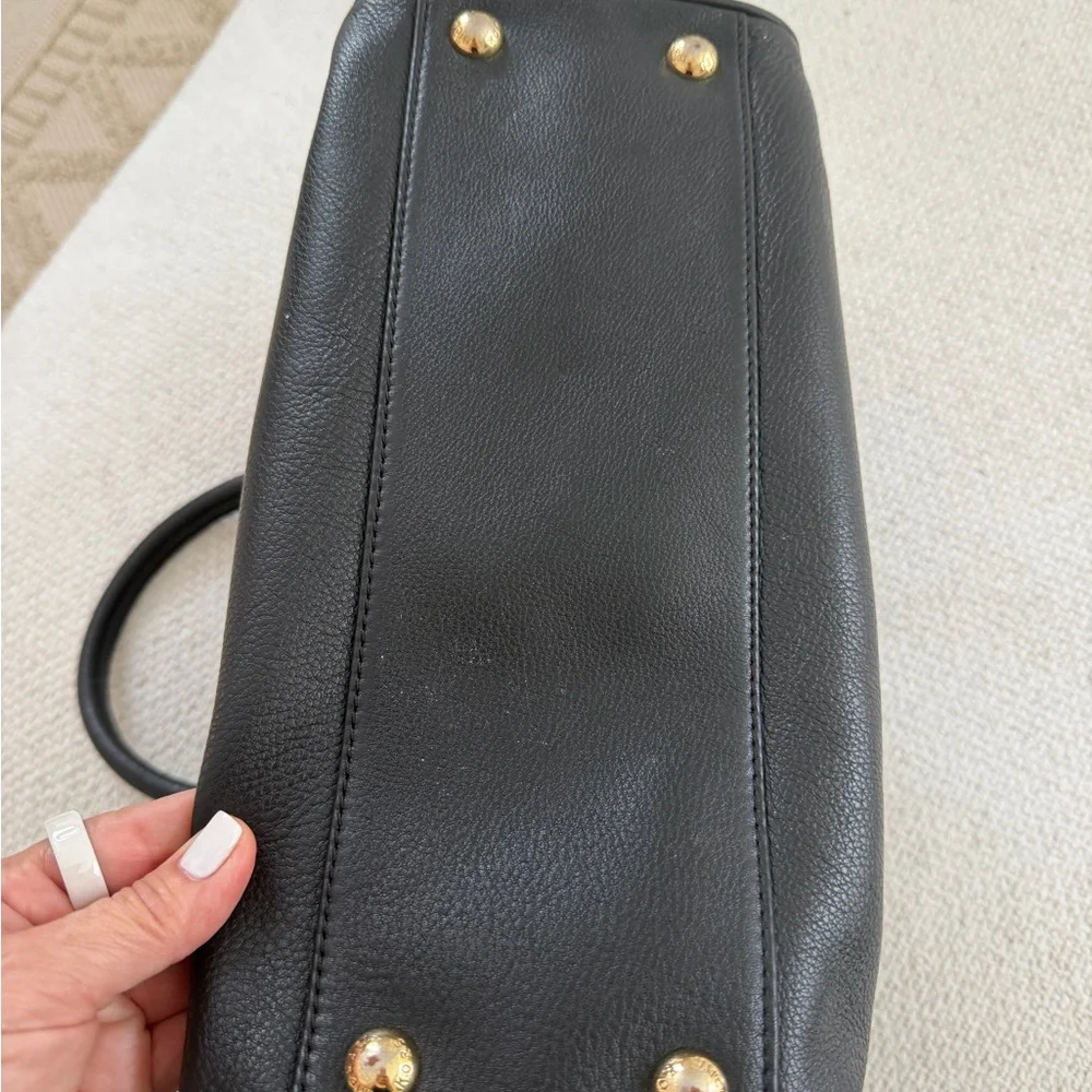 Michael Kors Black Pebbled Leather Tote with Gold Charm